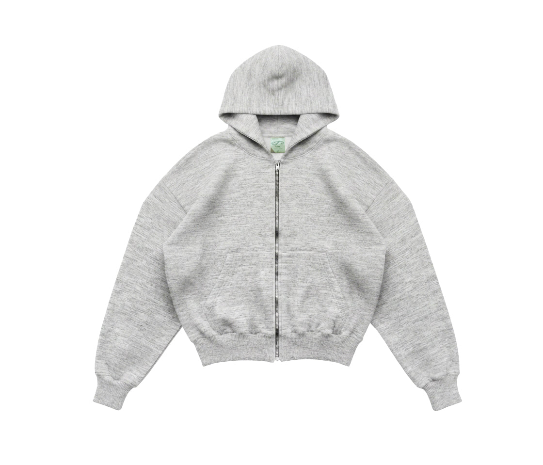 BOXY FIT ZIPPER HOODIE MELANGE