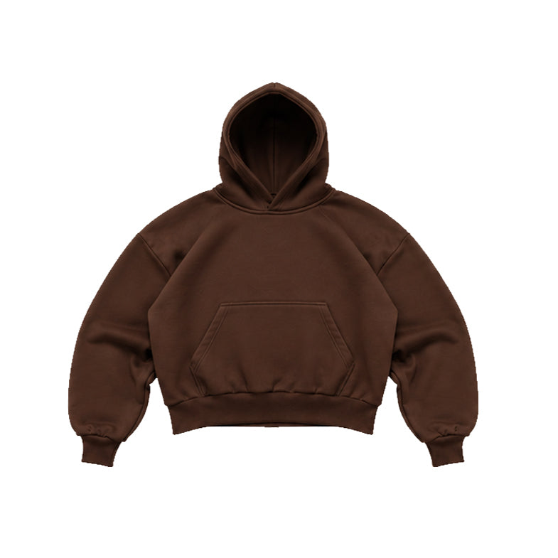 BOXY FIT HOODIE DARK BROWN