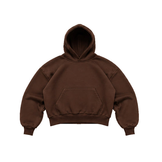 BOXY FIT HOODIE DARK BROWN