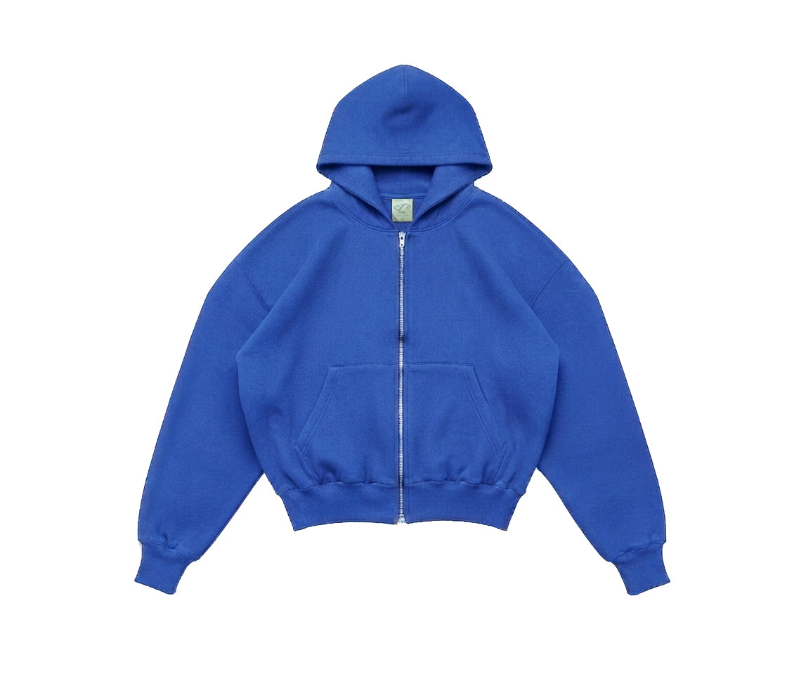 BOXY FIT ZIPPER HOODIE ROYAL BLUE