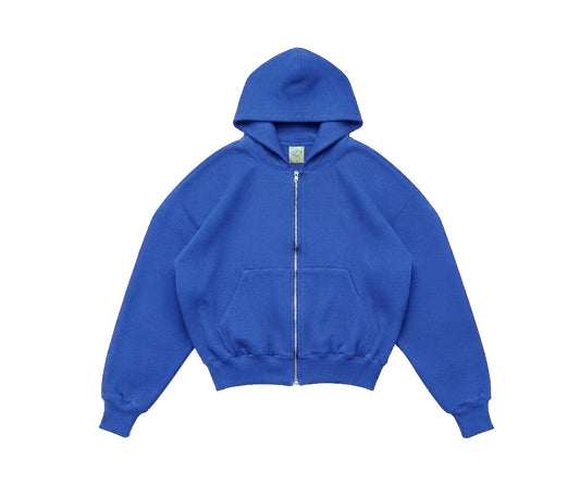 BOXY FIT ZIPPER HOODIE ROYAL BLUE