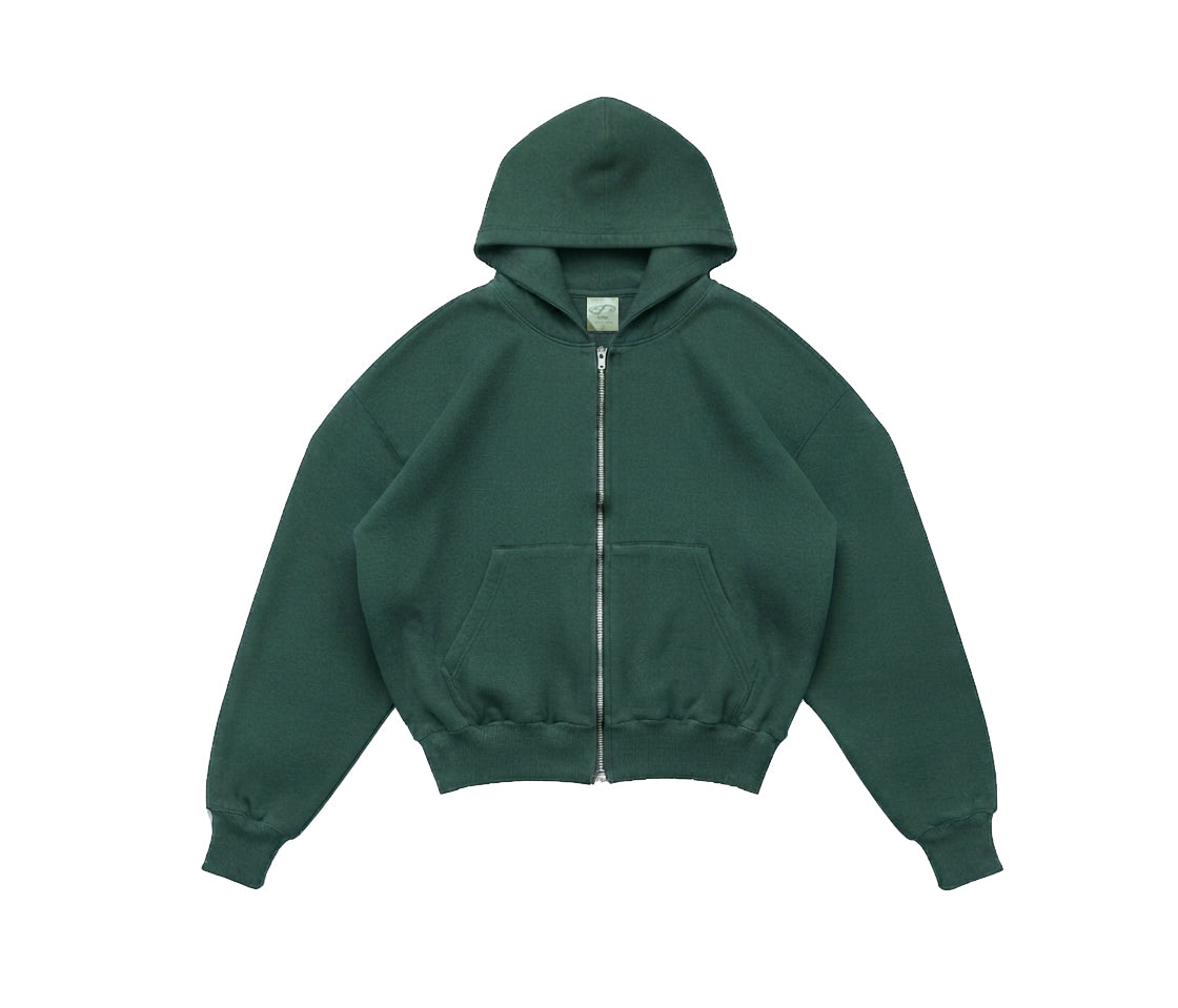 BOXY FIT ZIPPER HOODIE GREEN