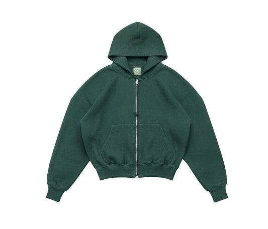 BOXY FIT ZIPPER HOODIE GREEN