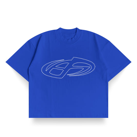 BOXY FIT T-SHIRT DOT ROYAL BLUE - Front