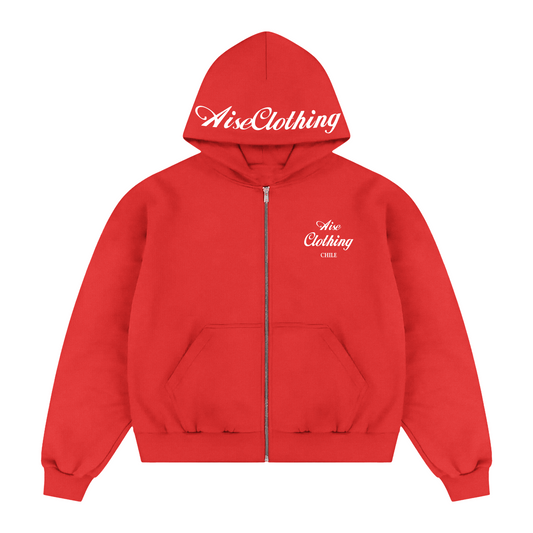 ZIPPER HOODIE CHILE RED - Front