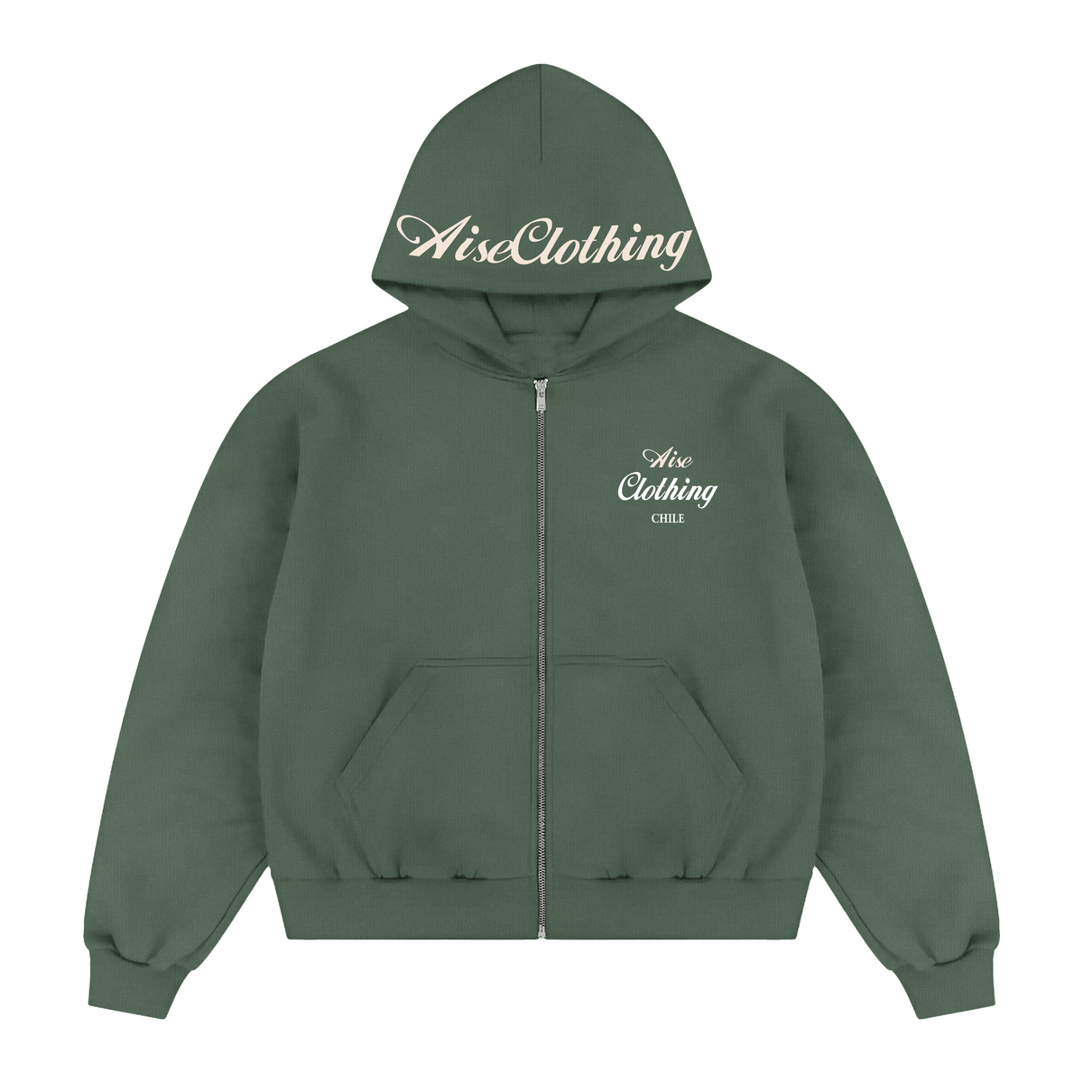 ZIPPER HOODIE CHILE GREEN - Front