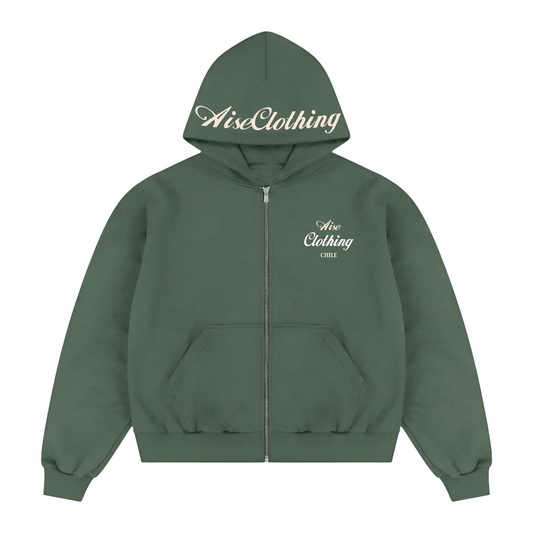 ZIPPER HOODIE CHILE GREEN - Front